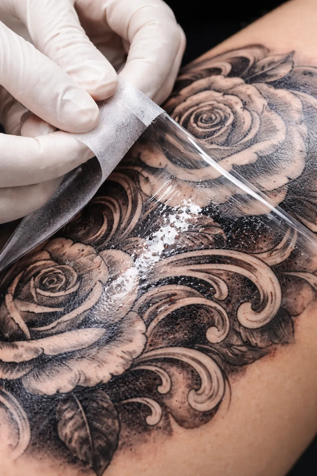 Fresh tattoo with proper bandaging