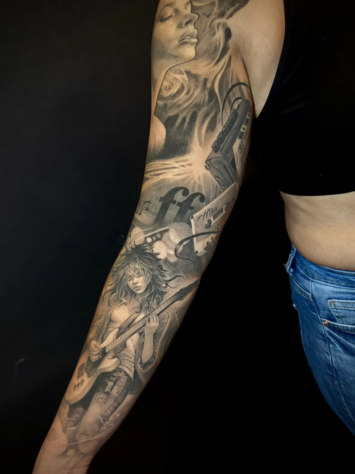 Healed fine line tattoo